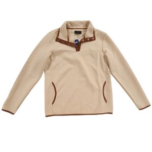 JNY Jones New York Beige & Brown Quilted Quarter Snap Up Women's Size Medium